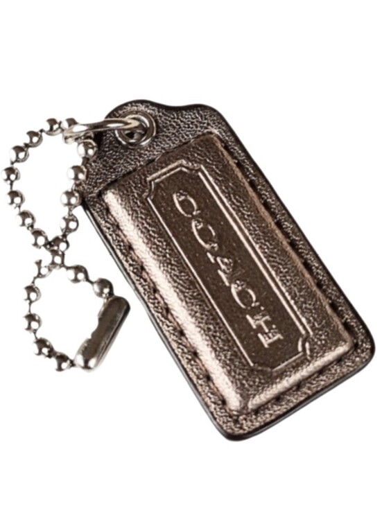 Coach Handbags - 🏷️ 2" Med Coach Metallic Bronze Leather Hang Tag Bag Fob Charm Keychain Pendant